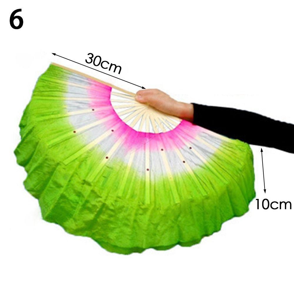 40см Танцевальные Практические Градиентные Цветные Шелковые Веера Длинные Шелковые Веера Веер для Танца Живота Вискозные Шелковые Веера