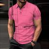Cross Border Foreign Trade Men's 3D Digital Printed Grid GOLF POLO Lapel Trendy Men's Striped Short Sleeved T-shirt