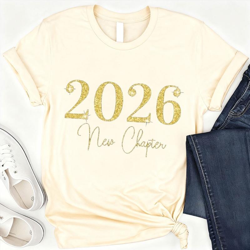 Happy New Year Shirt Hello 2026 Shirt Funny New Years Casual Outdoors Crew Neck Fashion High Quality Cotton Shortsleev Tees