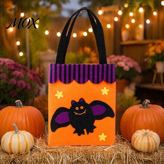 Reinforced Handle Candy Totes Halloween Bag, Cute Pumpkin Ghost Tote for Kids, Spooky Pattern Gift Bags Cartoon Treat Bag Party, Trick or Favor Stiff