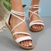 Fashion Female Shoes On Sale 2025 New Cover Heel Weave Women's Sandals Outdoor Elegant Daily Sandals Women Back Zip Plus Size Rome Shoes