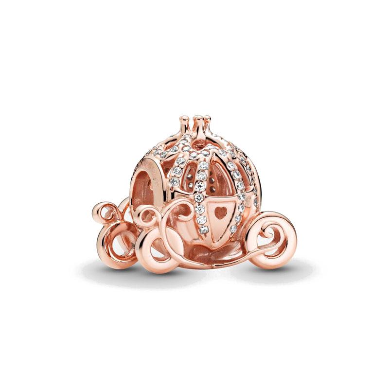 Серия Rose Gold Подвески-бусины в форме сердца Цветок Зажим Медь Подходит для Европейских Оригинальных Браслетов Сделай сам Элегантные Украшения