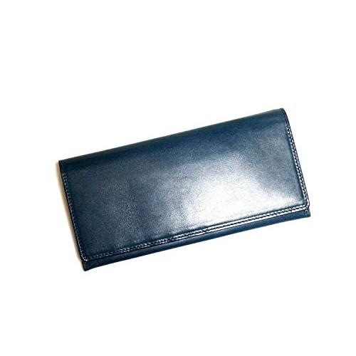 [Tochigi Leather] TOCHIGI LEATHER Long Wallet, Tochigi Leather, Himeji Leather, Flap Long Wallet, Cowhide Leather, Made in Japan - Navy