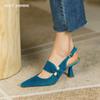 Party Prom Women Slingbacks Pumps 2024 Summer New Kid Suede Sandals Fashion Pointed Toe High Heels Shoes Woman Heels for Women