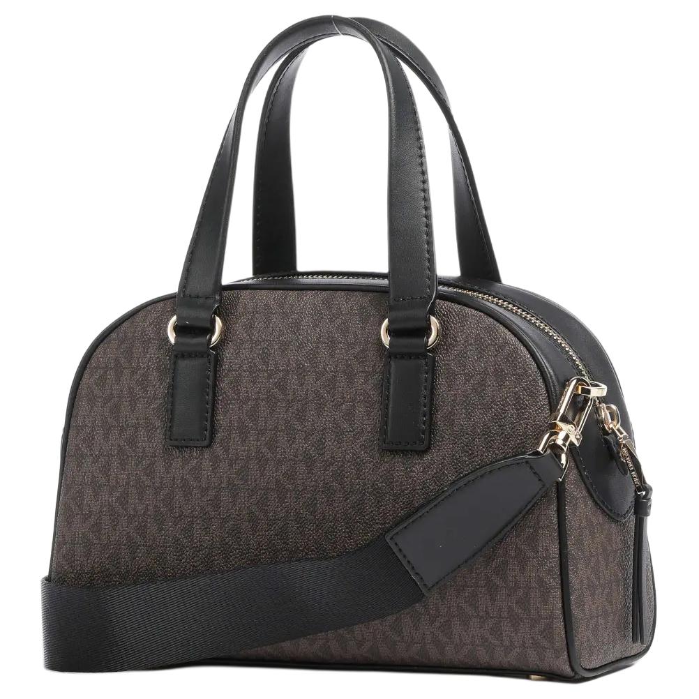 Michael Kors Логотип Цепочка Фурнитура Застежка-молния ПВХ Кожа Холст Оболочка Сумка Женская Сумка через плечо Черный Коричневый 30F3G6WS1B-3199