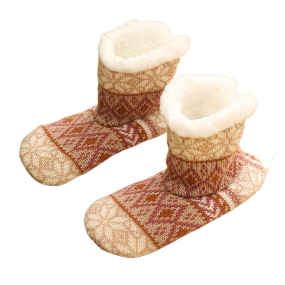 Мягкие флисовые носки-тапочки в полоску, зимние теплые носки, милые толстые термоноски для женщин
