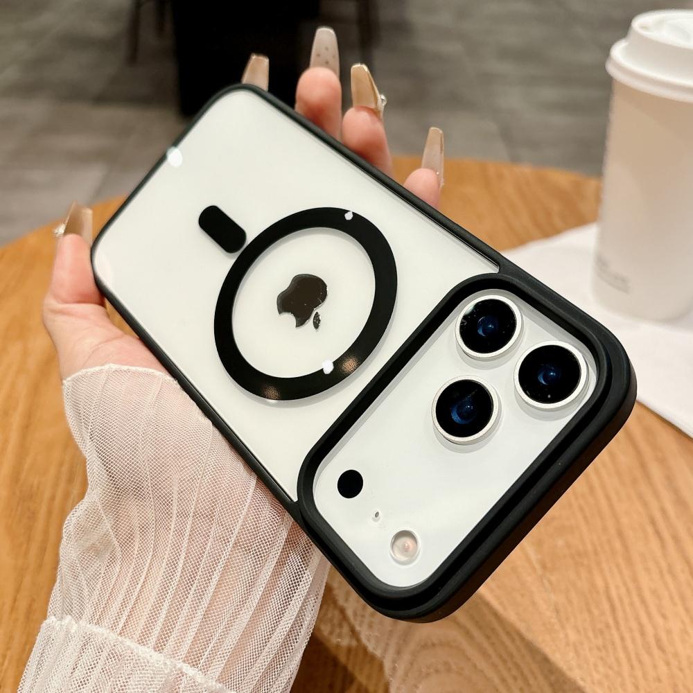 Простой магнитный чехол для iPhone 17 Air 17Pro Max 16e 15 Plus 14 13 12 mini 11 Pro Max Magsafe Прозрачная задняя крышка для беспроводной зарядки