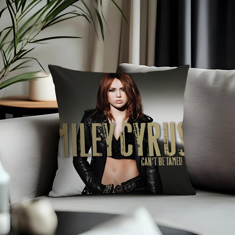 Viral MMiley Cyrusew Cushion Cover Antidustmite Pillowcase Invisible Zipper Silky Short Plush Sofa Cushion Cover