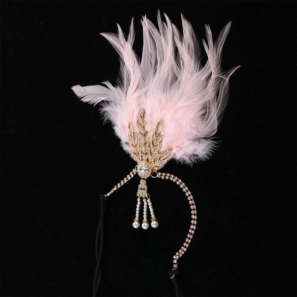 Gatsby Cosplay Dress Headwear Korean Style Headband Feather Headwear Masquerade Party Accessories Sequin Hair