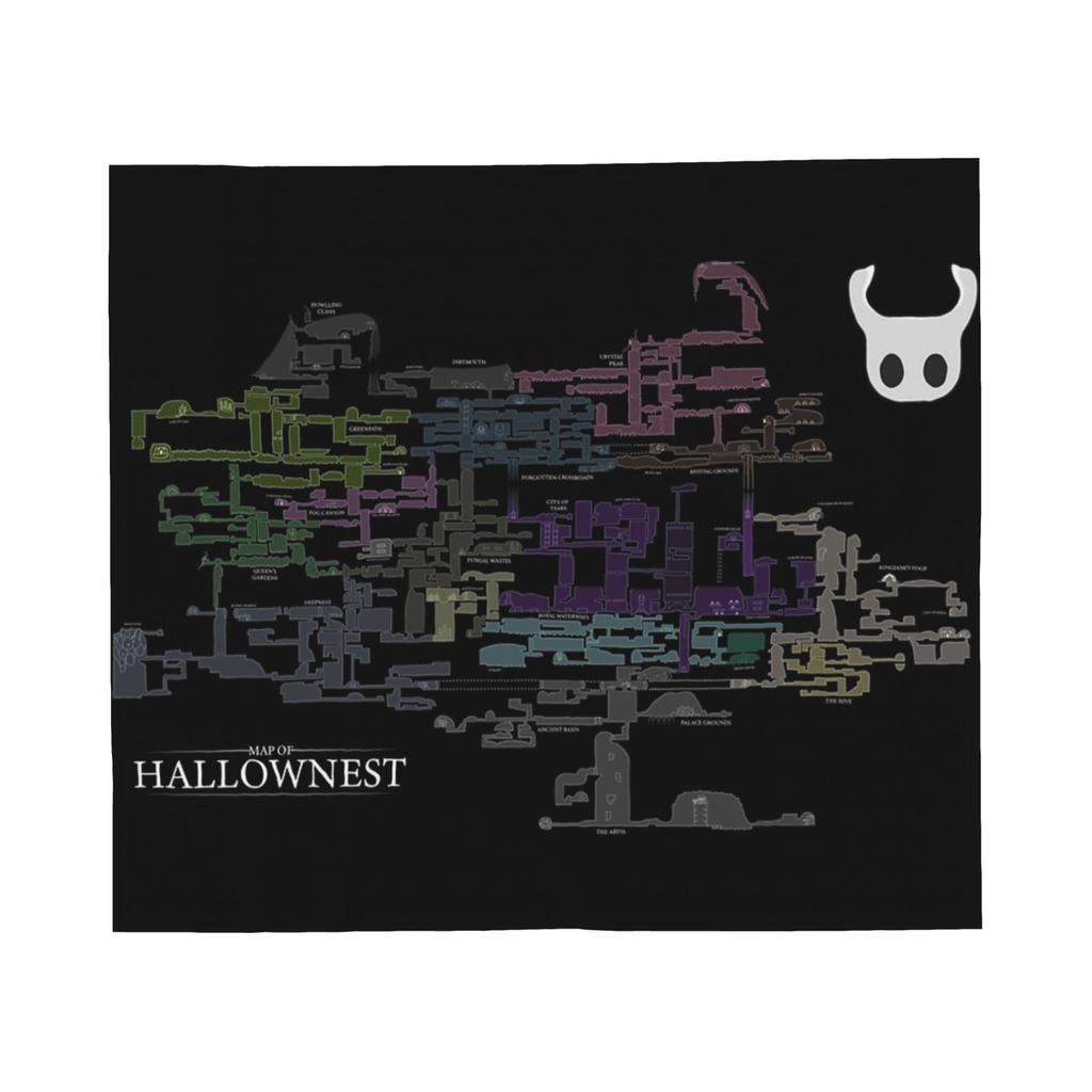 Hollow Knight Silksong Game Map Fashion Blanket Mysterious Flannel Awesome Soft Throw Fashion Blanket for Bed Sofa Textile Decor Couch