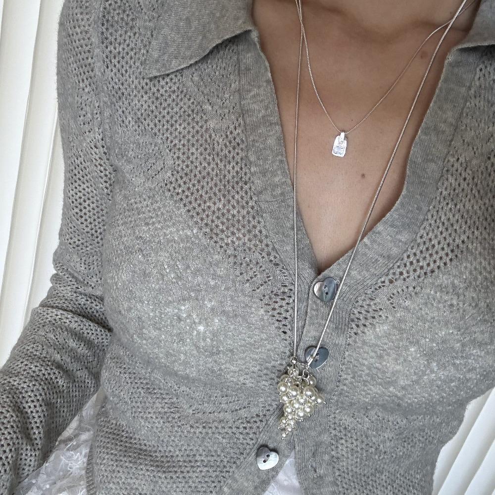 Silver Grapes Pendant Necklace Jewelry Pearl Grape Sweater Chain Grape Cluster Necklace Summer