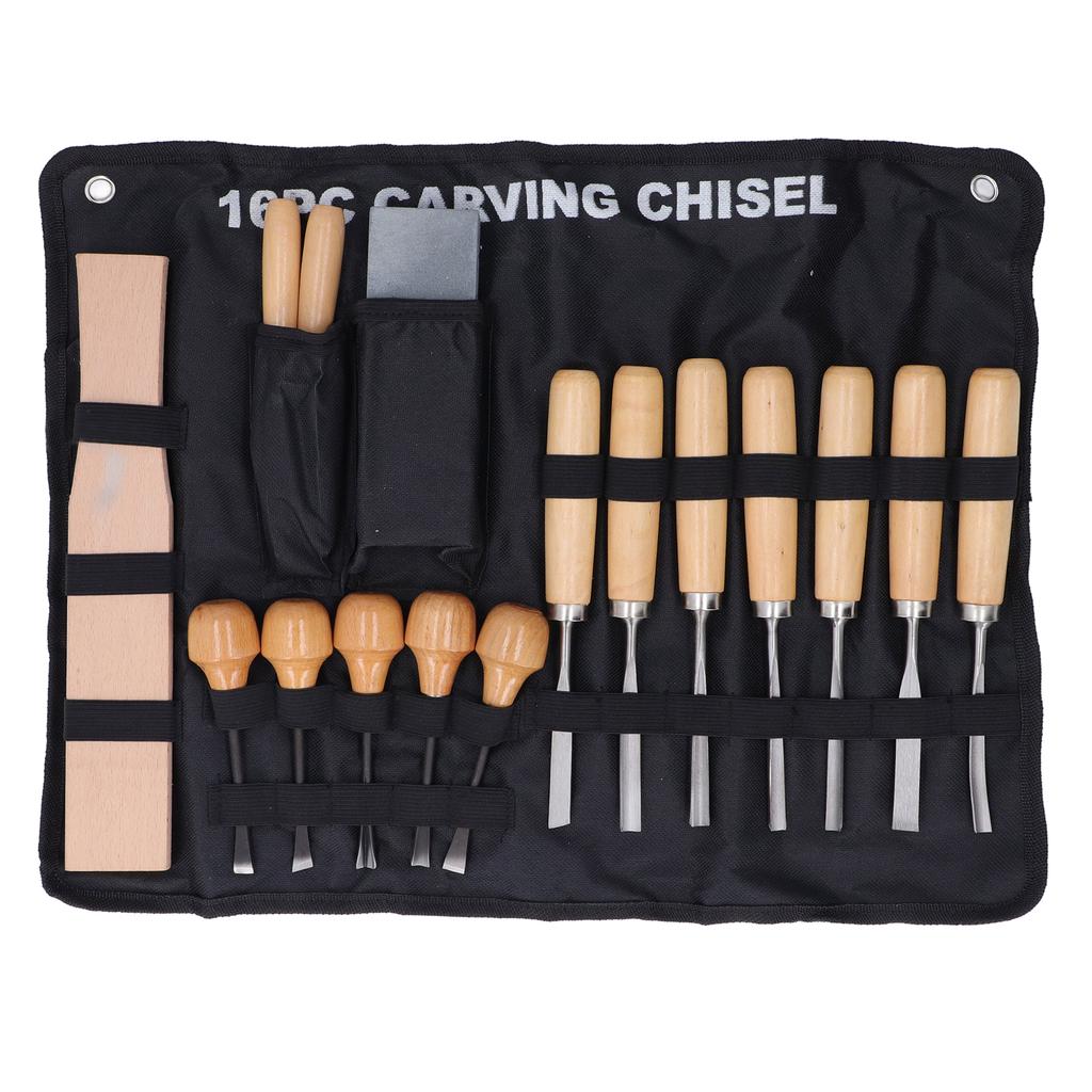 Набор инструментов для резьбы по дереву из 16 предметов, набор стальных долот для деревообработки, ручной инструмент для резьбы по дереву