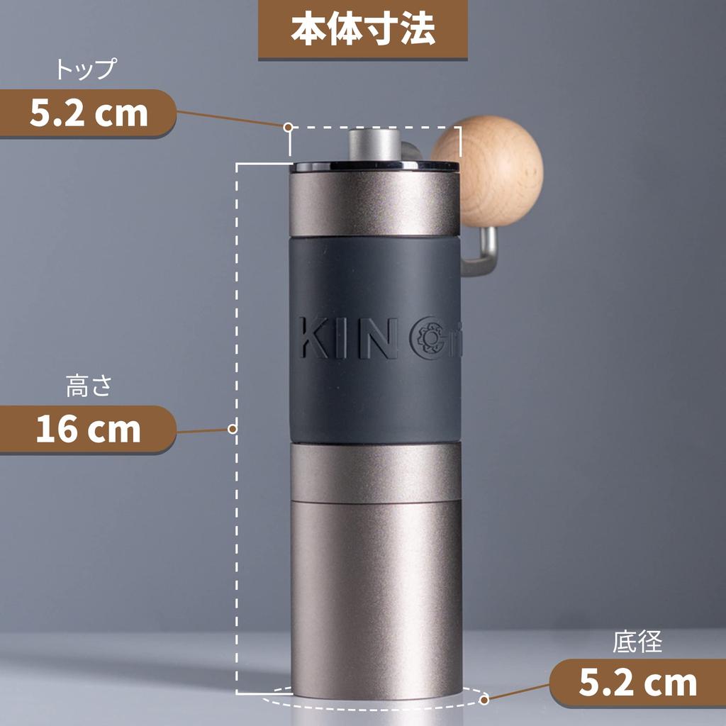 KINGrinder K2 Coffee Internal Particle Size Conical Metal Blade for Excellent Maximum Capacity 25g Hand-ground Mill, 140-step Adjustment, Uniformity,