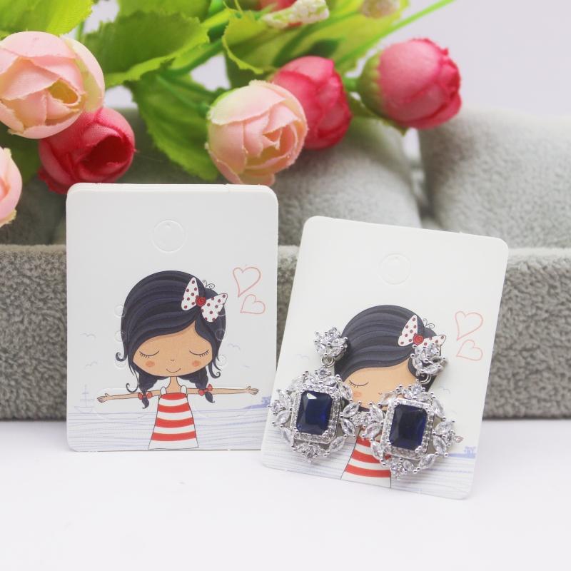 5x4 см Горячая распродажа Новый стиль комиксов Красота/Фото Девушка Черный/Белый/Крафтовская бумага Серия Серьги-гвоздики Набор Шаблон карты