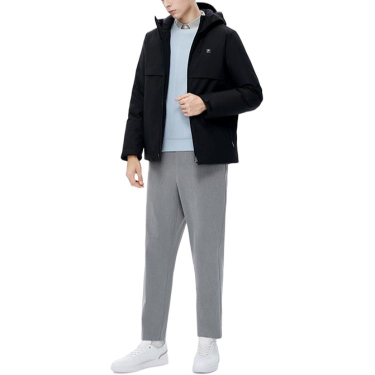 Fila Однотонная спортивная толстая теплая пуховая куртка с капюшоном для мужчин, верхняя одежда, черная F11M147908FBK