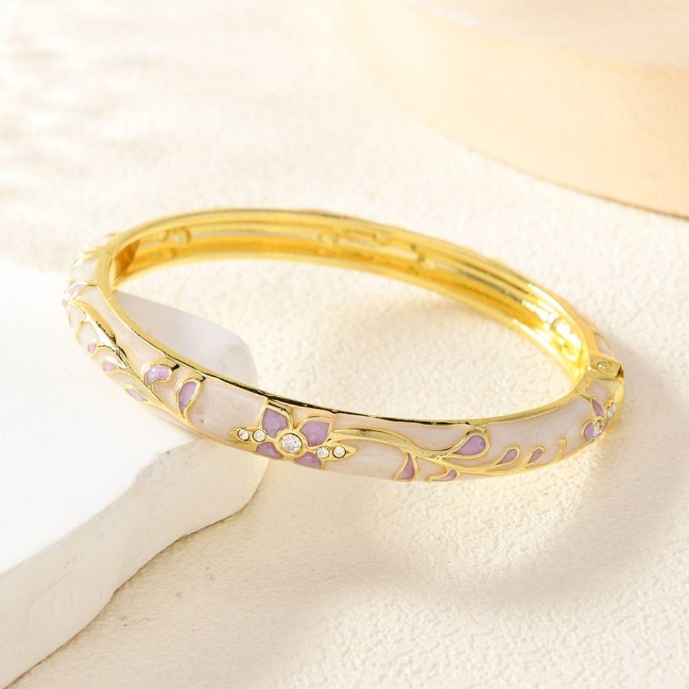 Rhinestone Flower Jewelry Flower Design Enamel Bracelet Jewelry Cloisonné Bracelet For Girls