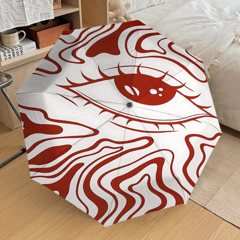 1PC Eye Pattern Umbrella-8-Rib Reinforced Portable Folding Travel Suitable for All Seasons Outdoor Daily Use Is an Ideal Choice -F393