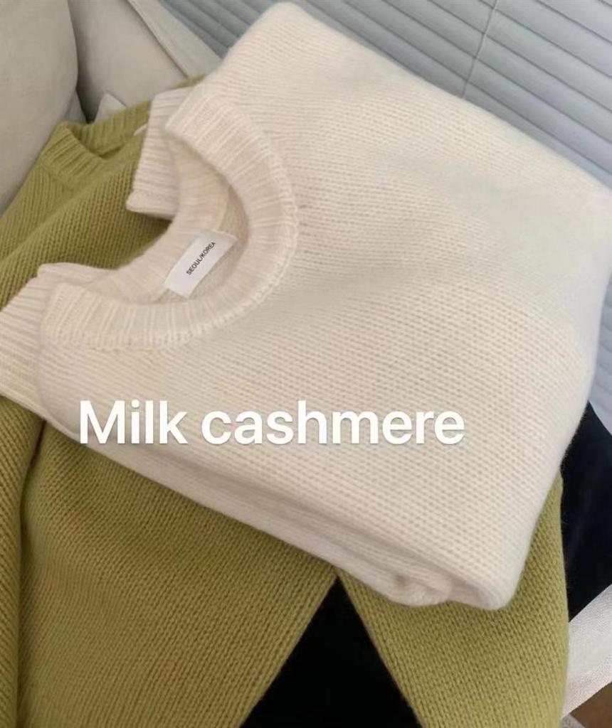 Women's Heavyweight Pure Wool Round Neck Sweater - Thick, Loose, Knit Base Layer for Autumn/Winter