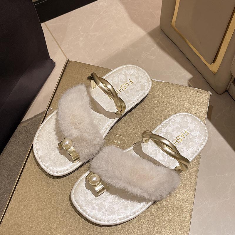 Fashion Set of Toe French Flat-bottomed Slippers for Women's Wear In Summer 2025 New Fashion Casual Set of Toe Beach Sandals
