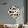 Outdoor Wall Decor Round Art Sign Retro Style Metal Welcome Rustic Patio for Front Door Bedroom Bathroom Bar Decoration Weatherproof