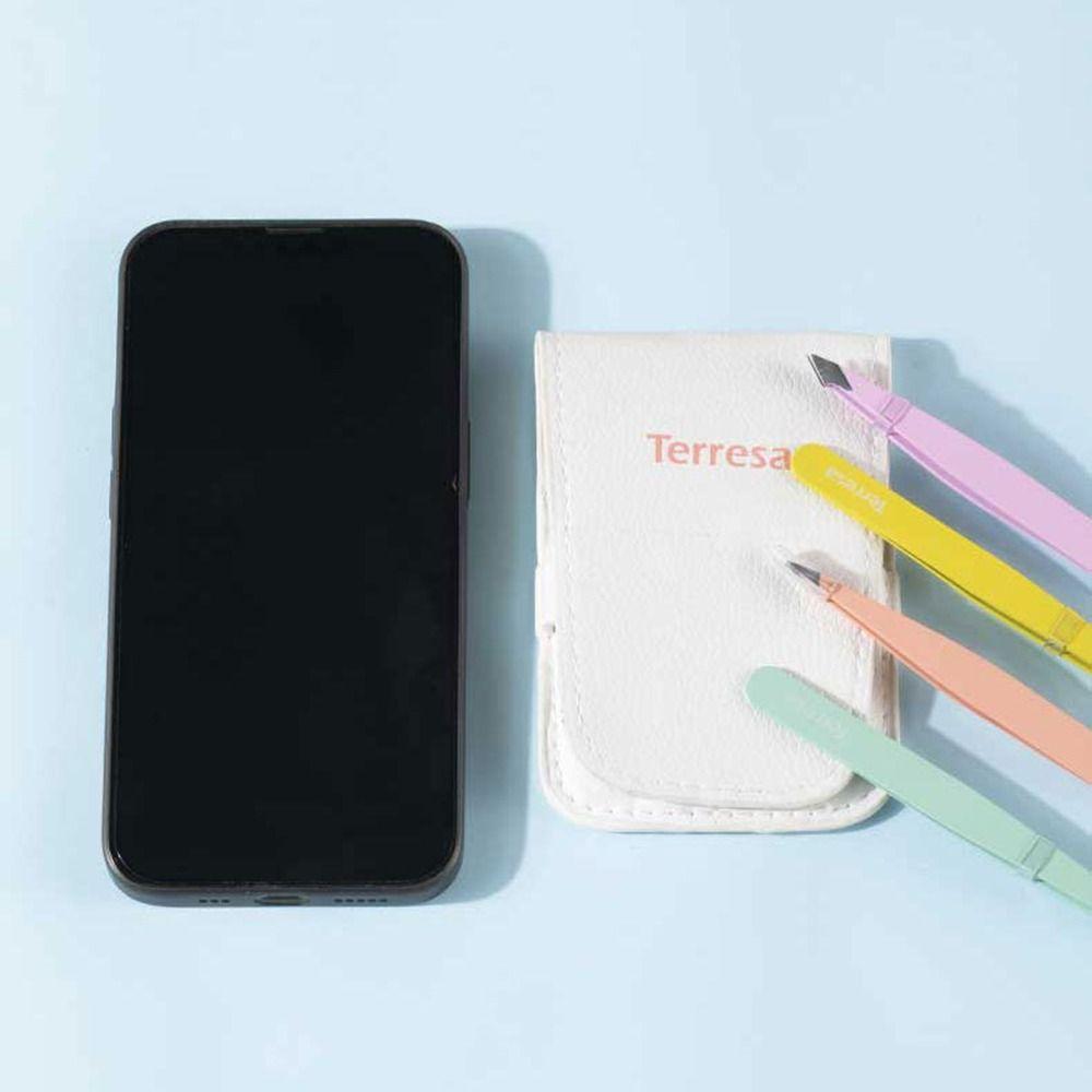 Colorful Eyebrow Tweezers Set Stainless Fine Hairs Puller Slanted Eye Brow Clips  Makeup Tool