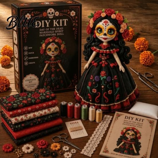 Хэллоуин Тканевое Искусство DIY Набор Мертвых День Мертвых Пэчворк Кукла Сахарный Череп Швейное Ремесло для Взрослых Коллекционное
