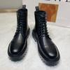 Мужские ботинки с толстой подошвой, кожаные ботинки класса люкс с боковой молнией, модные высокие мотоциклетные ботинки для мужчин, рабочие ботинки, повседневные ботинки