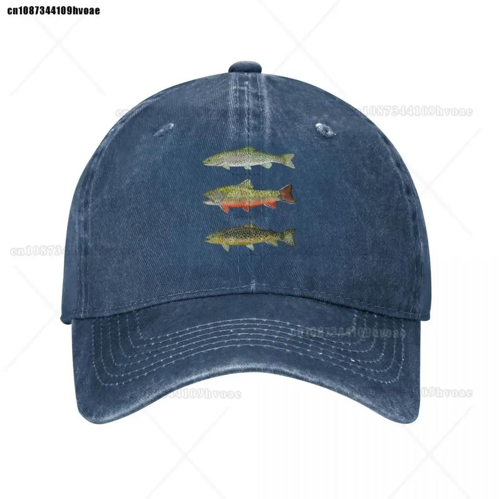 Коричневая Радужная Форель Триада Бейсболка Унисекс Потертая Стиранная Snapback Кепка Рыбалка Нахлыст На Открытом Воздухе Бег Гольф Кепки Шляпа