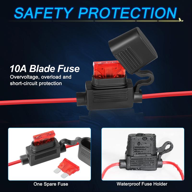 LED Light Bar Wiring Harness Kit 16 AWG / 18 AWG Universal LED Wiring Harness 12V 40A Relay On Off Rocker Switch Wiring Harnes