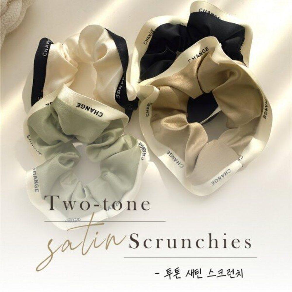 Mno Two-tone Satin Hair Band Scrunchie Hair Spring Pain-free
