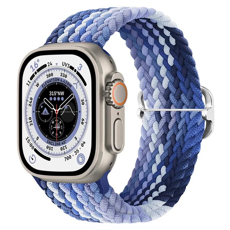 Нейлоновый ремешок для Apple Watch Band 10 9 8 7 45мм 41мм 42мм 46мм Ultra 49мм Дышащий Регулируемый Браслет iWatch 6 5 4 SE2 Пояс