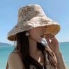 Bucket Hat Reversible Double-Sided Wearable Fisherman Hat with Large Brim Built-In Soft Steel Wire Adjustable Windproof Rope Sun Blocking Hat