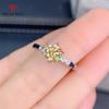 New Gorgeous Round Shape Yellow Opening Delicate Rings For Women Zircon Wedding Engagement Party Fine Jewelry