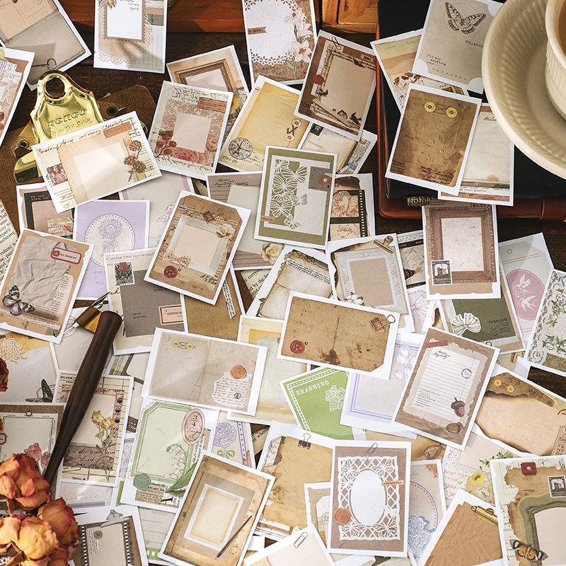 50Pcs Aesthetic Vintage Collage Stickers Book Retro Decorative Paper Stickers For DIY Scrapbooking Journal