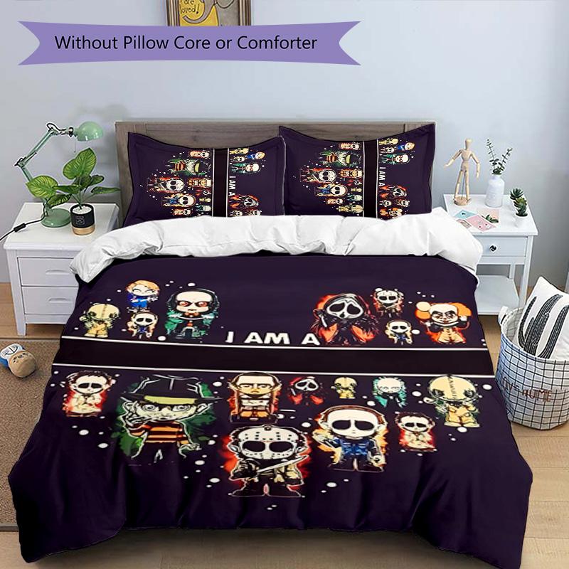 3pcs Horror characters pattern bedding set duvet cover set includes duvet cover &pillowcases,perfect all season bedroom decoration&gift