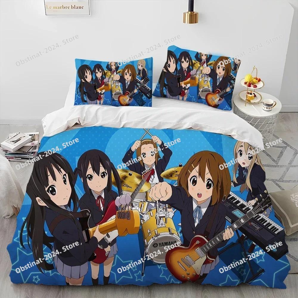 3D K-ON Мультяшный Милый Лолита Кавайные Девочки Комплект Постельного Белья Одеяло, Пододеяльник Комплект Постельного Белья Покрывало Наволочка, Комплект Постельного Белья размера Квин