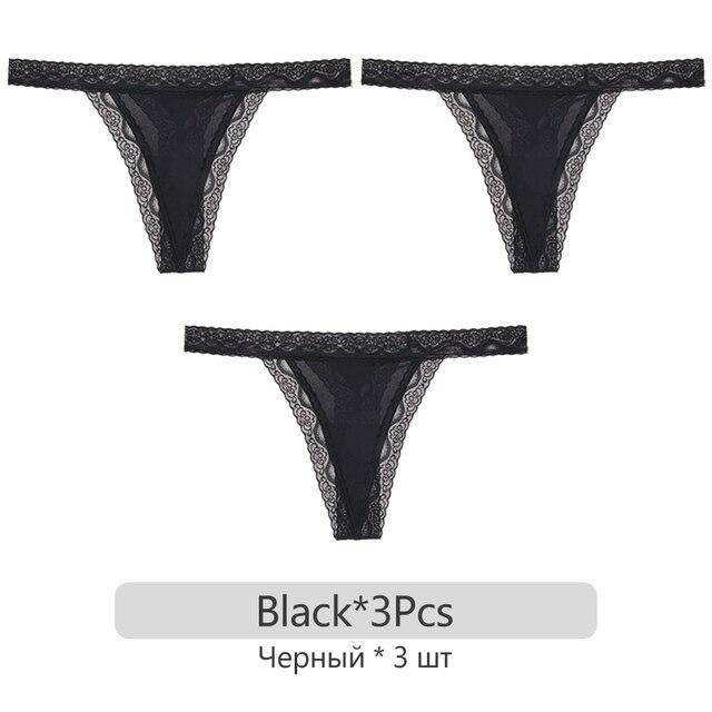 FINETOO 3pcs/set Sexy Thongs Women Lace G-string Underwear S-XL Nylon T-Back Underpants Ladies Sexy Panties Female Lingerie 2023