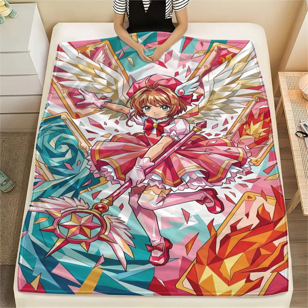 Decorative Cardcaptor Sakura Flannel Blanket Print Warm Comfortable Throw for Sofa Bed Chair Travel Picnic Anime Gift-Xin