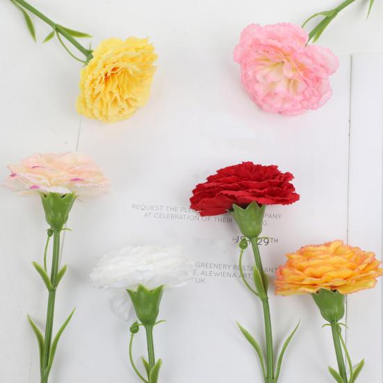 5 Pcs Artificial Faux Silk Carnation Picks 11.4" Fake Carnation Flowers with Stem for Wedding Home Table Centerpieces Floral Arrangement Decor
