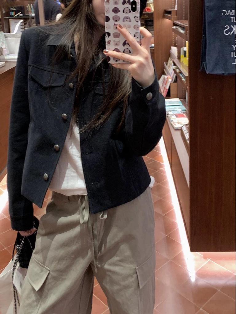 Vintage-Style Korean Turn-Down Collar Black Jacket - Women's Early Autumn Casual Short Coat