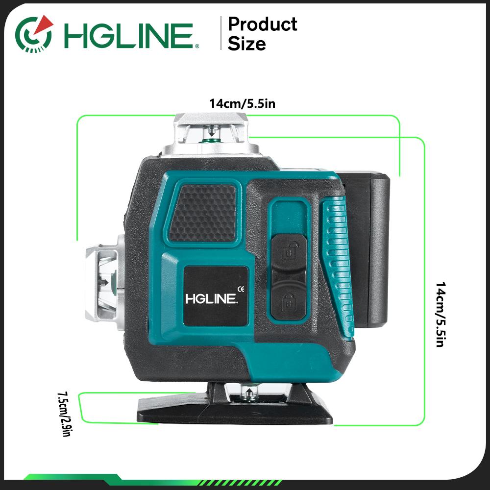 HGLINE 16 линий 4D лазерный уровень нивелир инструмент дисплей мощности автоматический 360℃ горизонтальный и вертикальный перекрестный лазерный станок