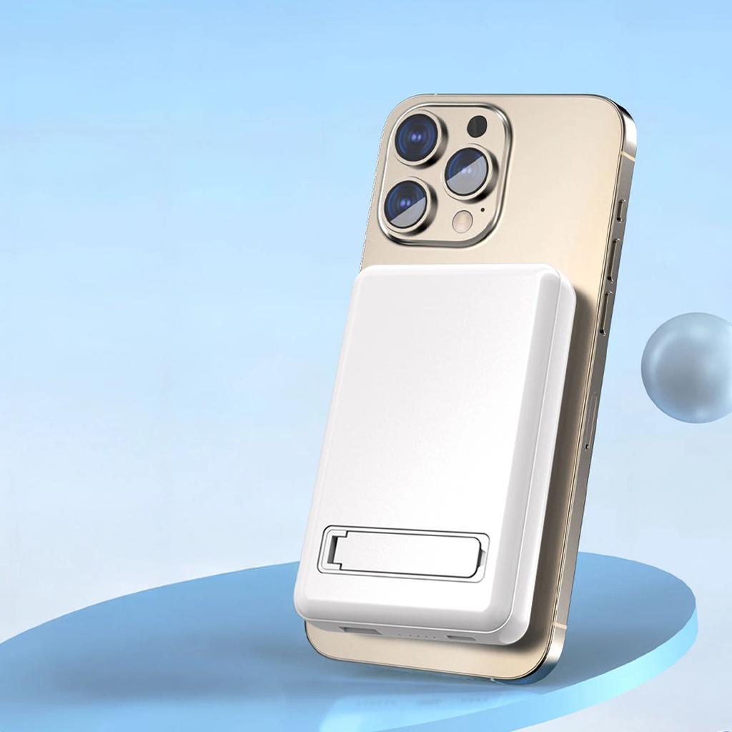 Powerbank K14S+ 10000mAh z podstawką 20W USB-A / USB-C / MagSafe - biały