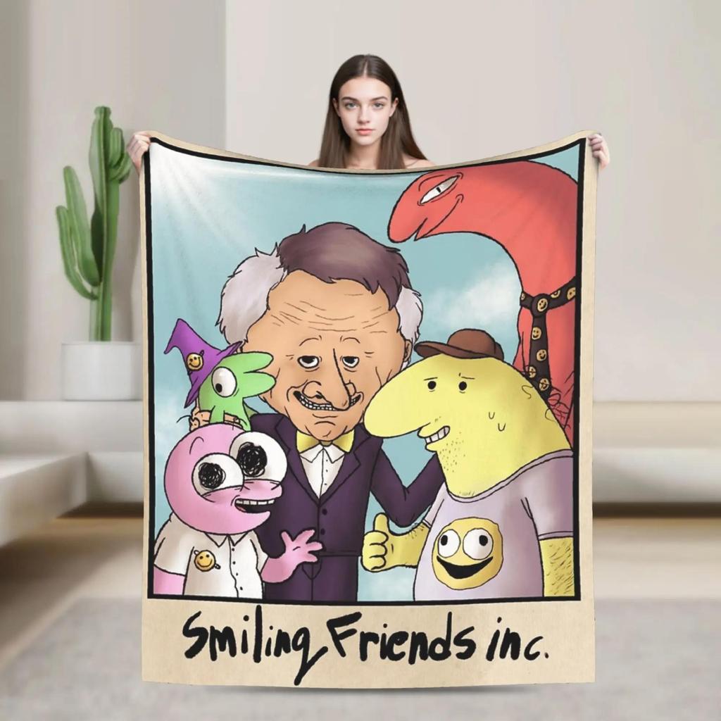 Smiling Friends Flirting Alan Bliblie Pim Blanket Super Warm Quality Bedding Throw for Couch Bed Spring Graphic Blanket for Boys