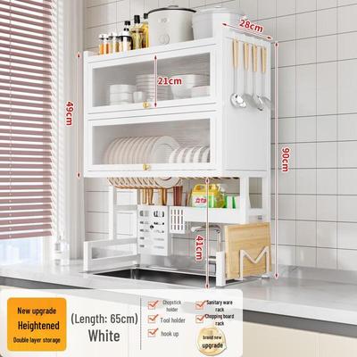 Двухъярусная настенная сушилка для посуды в скандинавском стиле