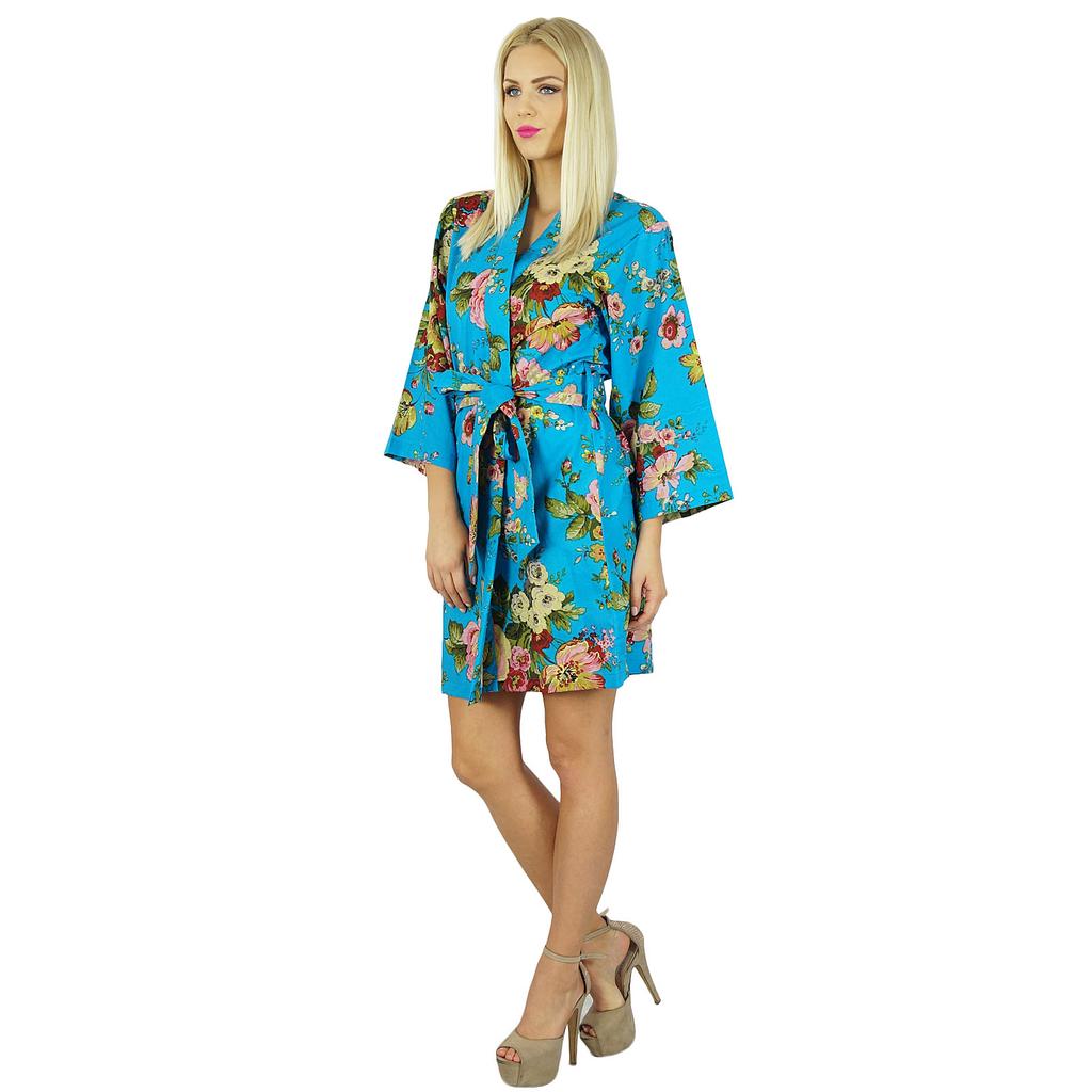 Bimba Women Short Cotton Robe Bridesmaid Getting Ready Wrap Cover Up
