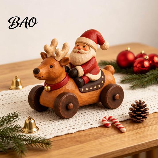 Xmas Party Table Centerpieces Christmas Santa Claus And Reindeer Figurine, Resin Elk Car Ornament, Retro Collectable Ornaments Style Desktop