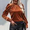 Autumn and Winter Fashion Women's Mid-collar Long-sleeved Velvet Solid Colour Tops