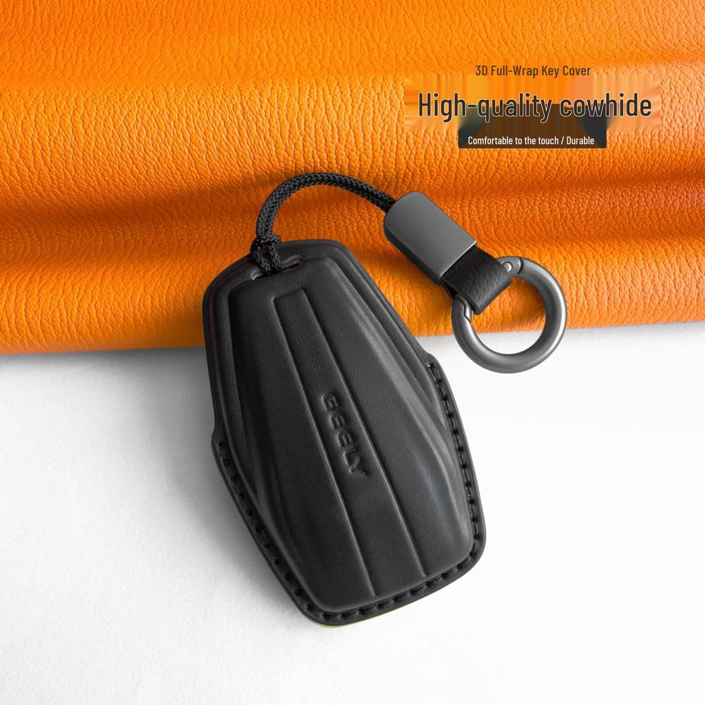 Чехол для ключей Geely из натуральной кожи для моделей 2026 года: Xingyue L, Джинсовый ICON, Новый Boyue L - Кузов автомобиля с цепочкой-пряжкой