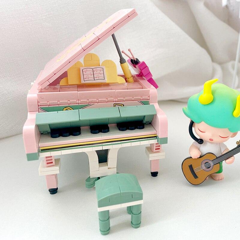 LOZ 4107 Music Instrument Piano Stool Note Butterfly Flower Model DIY Mini Blocks Bricks Building Toy for Children Gift No Box
