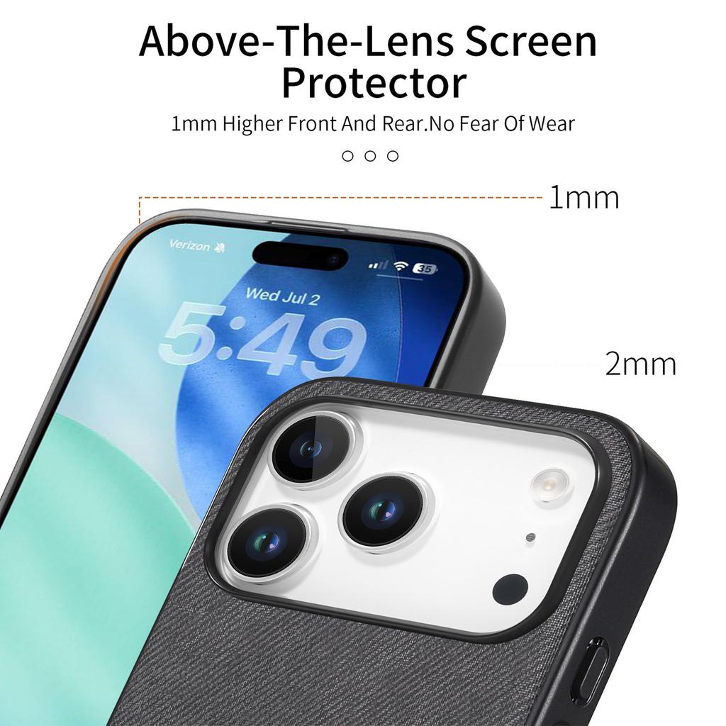 Кожаная задняя крышка для телефона iPhone 17 Pro с тканевой текстурой